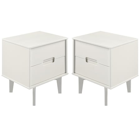 Walker Edison Furniture Walker Edison  Sloane 2 Drawer Groove Handle Wood Nightstand Set, White - 2 Piece BR2DSLNSWH-2PK